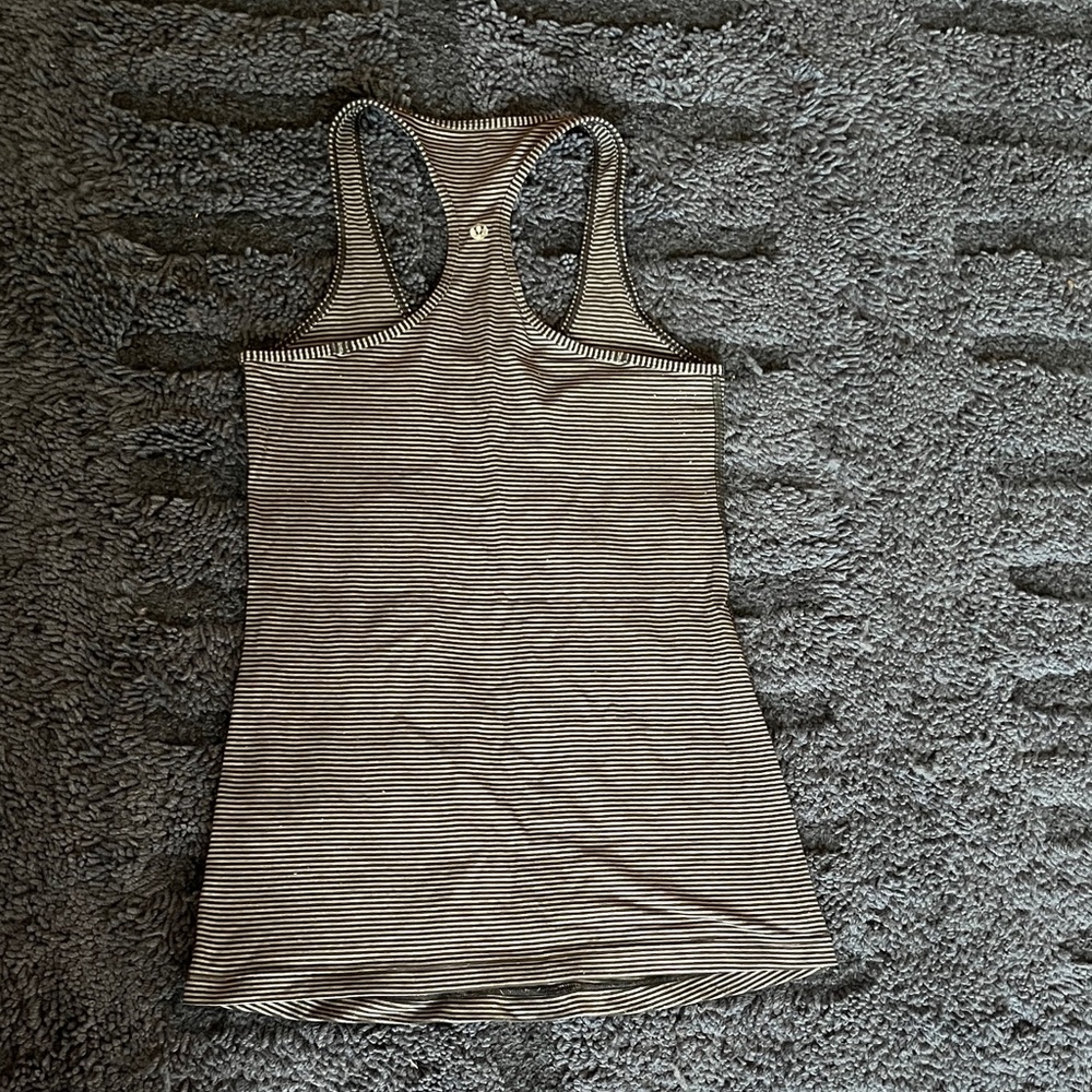 Lululemon Athletica Black and White Striped Tank Top
